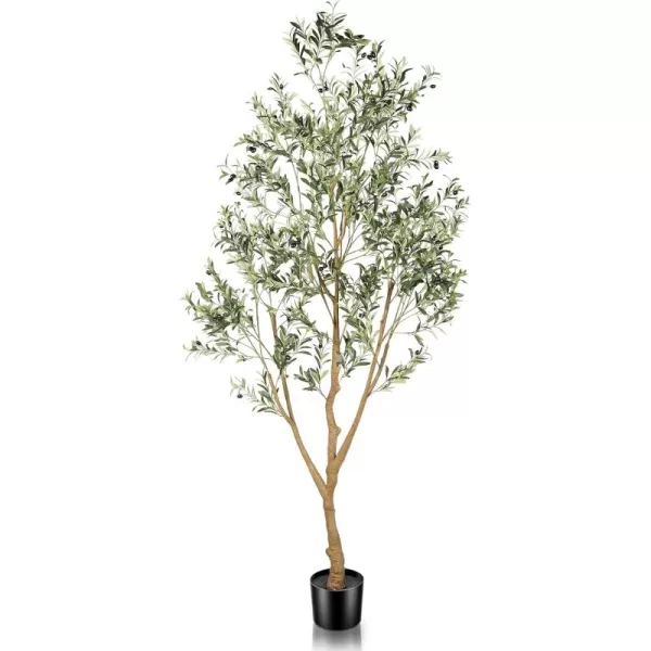 6ft Artificial Olive Tree Tall Fake Potted Olive Silk Tree with Planter Large Faux Olive Branches and Fruits Artificial Tree for Office House Living Room Home Decor8ft