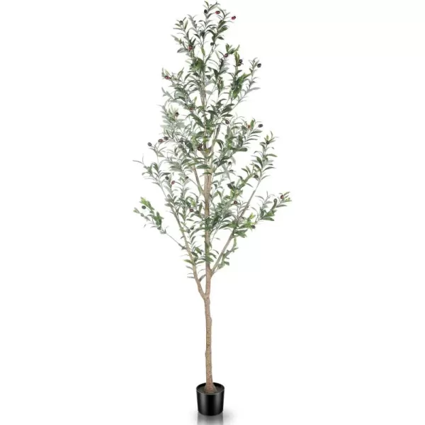 6ft Artificial Olive Tree Tall Fake Potted Olive Silk Tree with Planter Large Faux Olive Branches and Fruits Artificial Tree for Office House Living Room Home Decor7ft