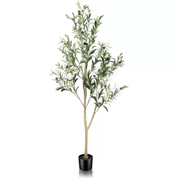 6ft Artificial Olive Tree Tall Fake Potted Olive Silk Tree with Planter Large Faux Olive Branches and Fruits Artificial Tree for Office House Living Room Home Decor4ft