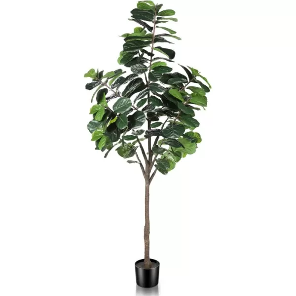 Artificial Fiddle Leaf Fig Tree  65ft Faux Ficus Lyrata Plant with 108 Fiddle Leaves Fake Fig Silk Tree in Pot Artificial Tree for Indoor Outdoor House Home Office Perfect Housewarming8ft