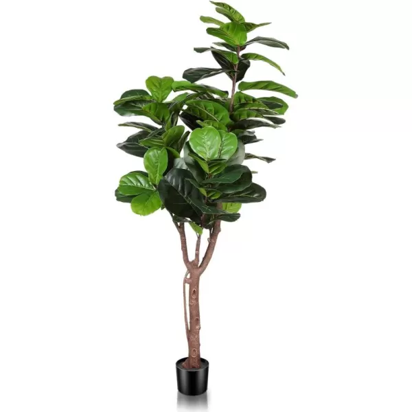 Artificial Fiddle Leaf Fig Tree  65ft Faux Ficus Lyrata Plant with 108 Fiddle Leaves Fake Fig Silk Tree in Pot Artificial Tree for Indoor Outdoor House Home Office Perfect Housewarming5ft