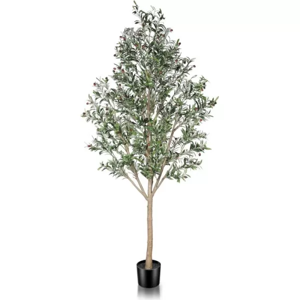 Artificial Olive Tree Tall 8 Feet Fake Potted Olive Silk Tree with Planter Large Faux House Plants Decoration for Home Office Decor