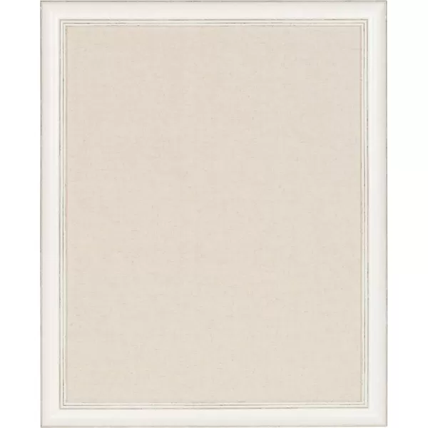 DesignOvation Macon Decorative Wall Mounted Framed PInboard with Soft White Linen Padded Fabric 23x29