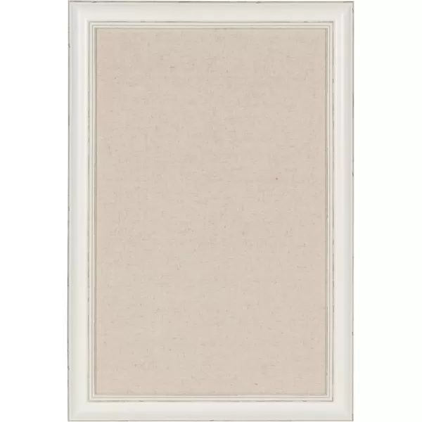 DesignOvation Macon Framed Linen Fabric Pinboard 18x27 Soft White