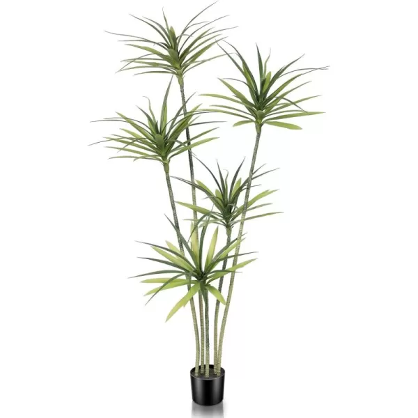 Faux Agave Plant 6ft  Faux Dracaena Tree with 5 Heads in Pot  Artificial Tree for Home Decor Indoor Office Decoration Housewarming6ft