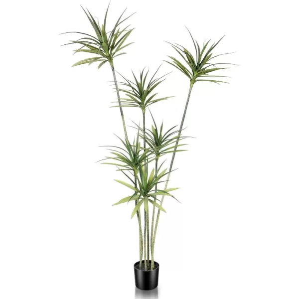 Faux Agave Plant 6ft  Faux Dracaena Tree with 5 Heads in Pot  Artificial Tree for Home Decor Indoor Office Decoration Housewarming7ft