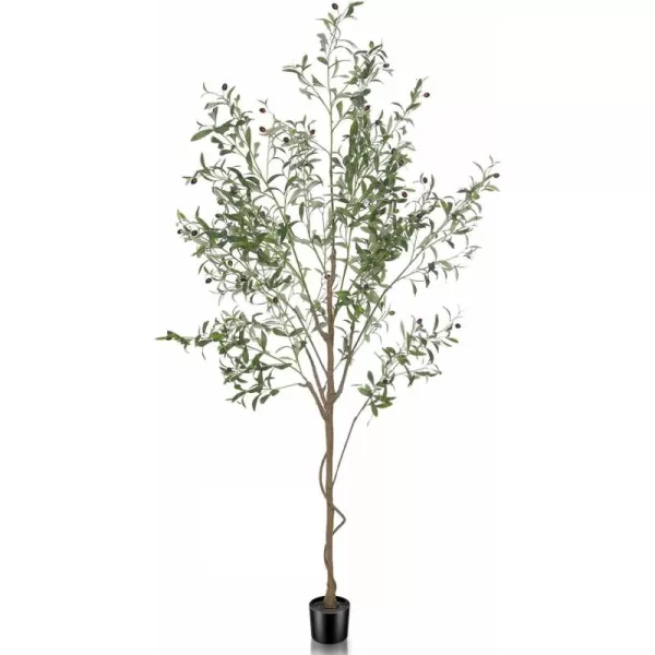 Faux Olive Tree 8ft Tall Fake Olive Tree for Modern Home Office Decor Artificial Olive Tree Plants Indoor with Natural Wood Trunk and Lifelike Fruits7ft