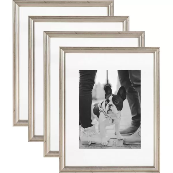 Kate and Laurel Adlynn Rectangle Picture Frame Set of 3 16 x 20 matted to 8 x 10 Bronze Vintage ThreePiece Frame Set for Gallery Wall Frame Set in Living Room Wall DecorSilver