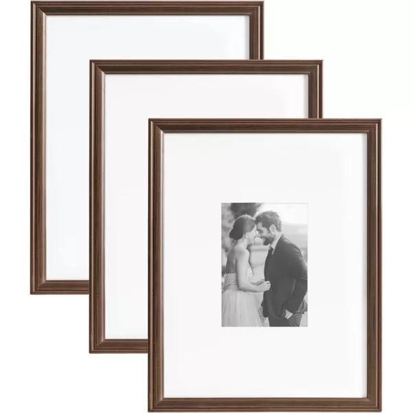 Kate and Laurel Adlynn Rectangle Picture Frame Set of 3 16 x 20 matted to 8 x 10 Bronze Vintage ThreePiece Frame Set for Gallery Wall Frame Set in Living Room Wall DecorBronze