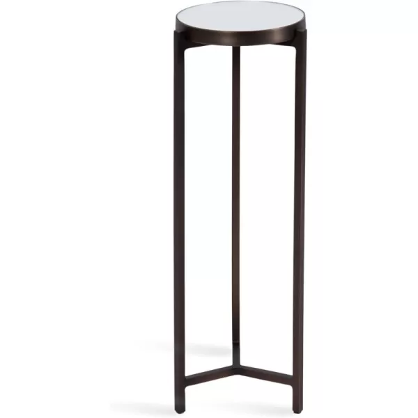 Kate and Laurel Aguilar Modern Round Drink Table 8 x 8 x 23 Blue and Silver Small Accent Table for Use as Plant Pedestal Stand with Agate Stone TabletopBronze