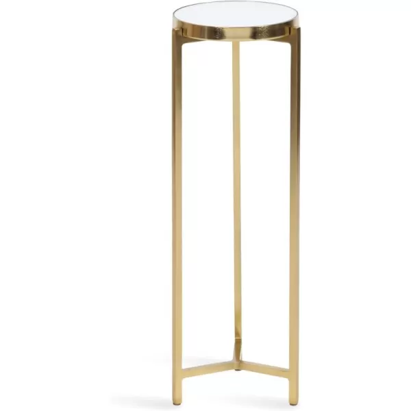 Kate and Laurel Aguilar Modern Round Drink Table 8 x 8 x 23 Blue and Silver Small Accent Table for Use as Plant Pedestal Stand with Agate Stone TabletopGold