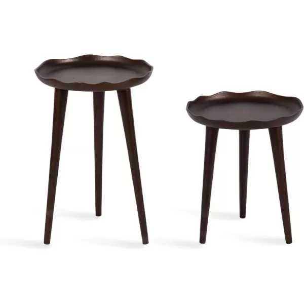 Kate and Laurel Aguilar Modern Round Plant Stand Set Set of 2 Black Transitional TwoPiece Accent Table Set for Use as Indoor or Outdoor Plant RisersBronze