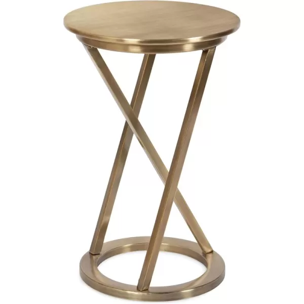 Kate and Laurel Aja Modern Metal Round Side Table 15 x 15 x 23 Antique Brass Decorative Geometric Nightstand with Circular Tabletop and Unique Slanted Legs