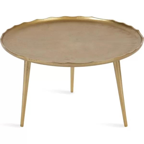 Kate and Laurel Alessia Modern Coffee Table 25 x 25 x 15 Gold Metal Coffee Table with Antique Detailing for Storage and DisplayGold