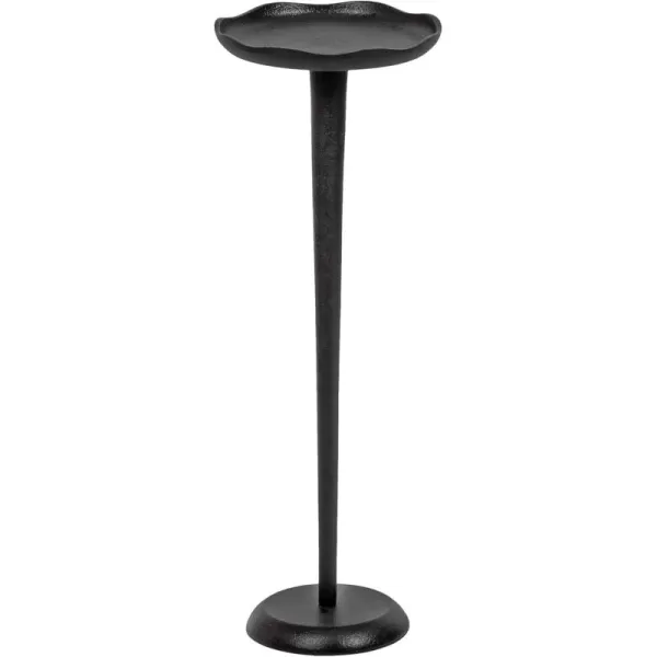 Kate and Laurel Alessia Modern Decorative Metal Drink Table 8 x 8 x 22 Silver Stunning Cast Aluminum Pedestal Plant Stand with Rough Texture and Deckled EdgeBlack