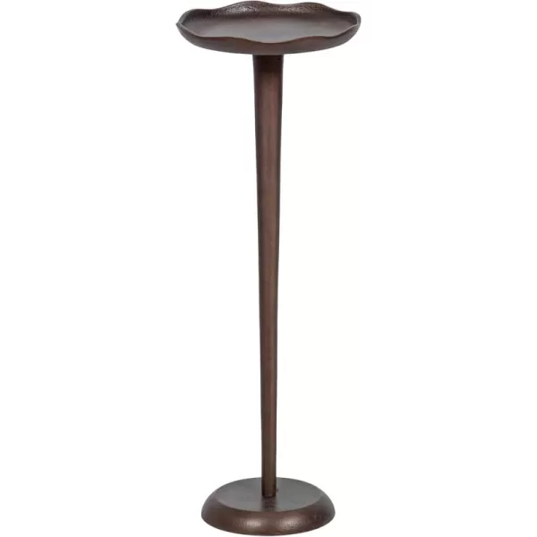 Kate and Laurel Alessia Modern Decorative Metal Drink Table 8 x 8 x 22 Silver Stunning Cast Aluminum Pedestal Plant Stand with Rough Texture and Deckled EdgeBronze