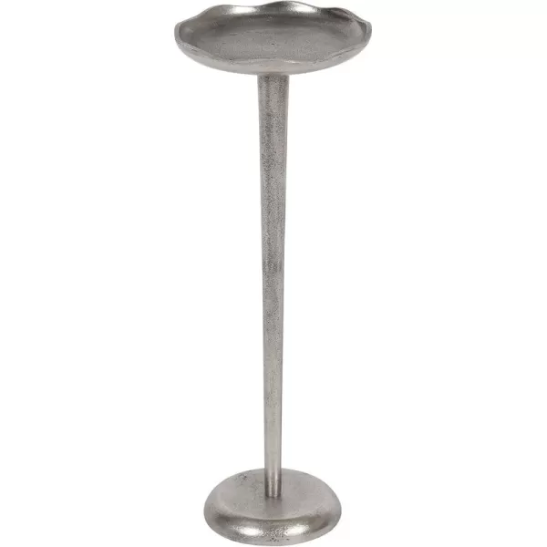 Kate and Laurel Alessia Modern Decorative Metal Drink Table 8 x 8 x 22 Silver Stunning Cast Aluminum Pedestal Plant Stand with Rough Texture and Deckled EdgeSilver