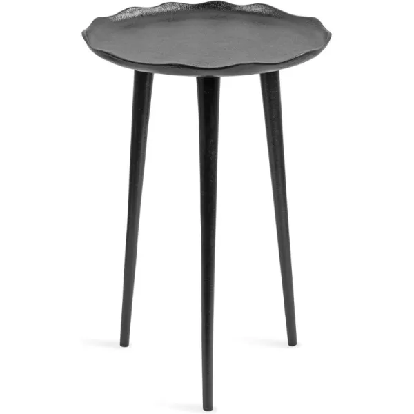 Kate and Laurel Alessia Modern Round Metal Side Table 15 x 15 x 22 Black Decorative Cast Aluminum End Table with Deckled Edge for Bedroom Nightstand or Living Room AccentBlack