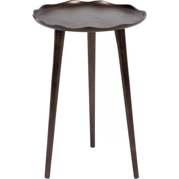 Kate and Laurel Alessia Modern Round Metal Side Table 15 x 15 x 22 Black Decorative Cast Aluminum End Table with Deckled Edge for Bedroom Nightstand or Living Room AccentBronze