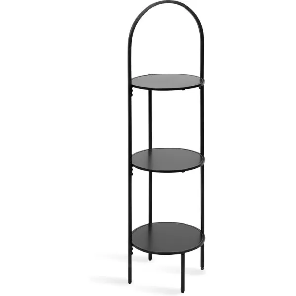 Kate and Laurel Almatt Modern 3Tier Pedestal Plant Stand with Three Round Platforms for Contemporary Decor and Small Spaces 14x14x44 WhiteGoldBlack