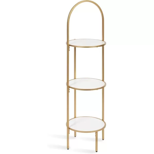 Kate and Laurel Almatt Modern 3Tier Pedestal Plant Stand with Three Round Platforms for Contemporary Decor and Small Spaces 14x14x44 WhiteGoldWhiteGold