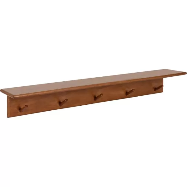 Kate and Laurel Alta Wood Shelf with 5 Posts 36x5x5 Walnut BrownWalnut Brown