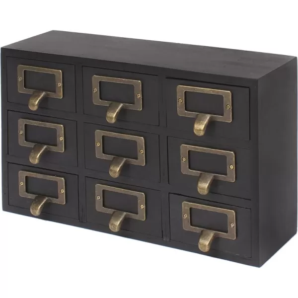 Kate and Laurel Apothecary Wood Desk Drawer Set 9 Drawers Rustic BrownBlack