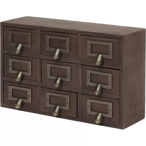 Kate and Laurel Apothecary Wood Desk Drawer Set 9 Drawers Rustic BrownRustic Brown