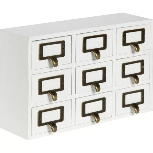 Kate and Laurel Apothecary Wood Desk Drawer Set 9 Drawers Rustic BrownWhite