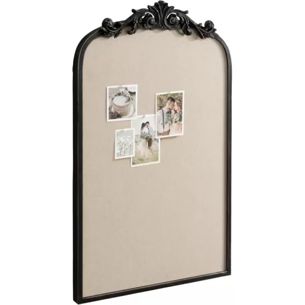 Kate and Laurel Arendahl Arch Pinboard Gold 13 x 25 Framed Arched Ornate Vintage Cork Board for Unique Display Organization and Decor OptionsBlack