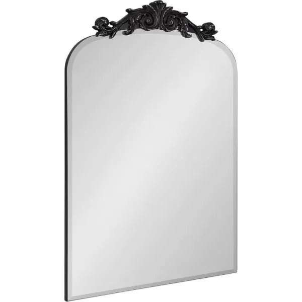 Kate and Laurel Arendahl Beveled Frameless Arch Mirror 20 x 30 Antique Gold Arched Baroque Mirror Decor for Bathroom Vanity Bedroom or EntrywayBlack