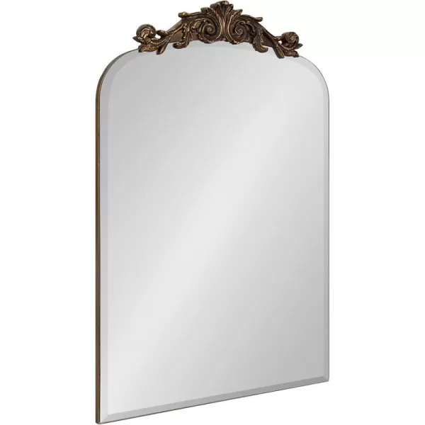 Kate and Laurel Arendahl Beveled Frameless Arch Mirror 20 x 30 Antique Gold Arched Baroque Mirror Decor for Bathroom Vanity Bedroom or EntrywayGold