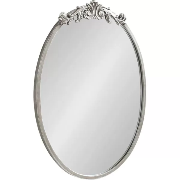 Kate and Laurel Arendahl Glam Ornate Mirror 27 x 1875 Bronze Traditional Baroque Inspired Oval Mirror for Wall DcorSilver