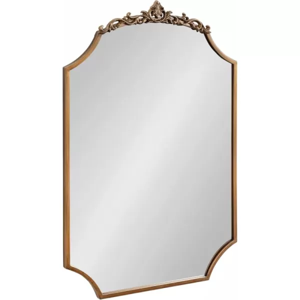 Kate and Laurel Arendahl Ornate Traditional Arched Scallop Mirror 36 x 32 Gold Decorative Baroque Style Scalloped Arch Vintage Gold Mirror with Wide Frame and Ornamental CrownGold
