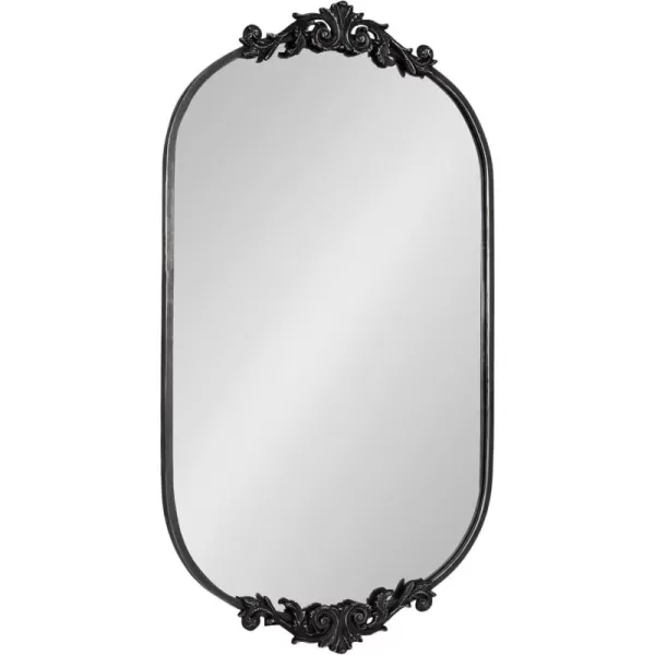 Kate and Laurel Arendahl Traditional Capsule Wall Mirror 24 x 41 Black Vintage Glam BaroqueInspired Round Bathroom Vanity Mirror with Ornate CrownBlack