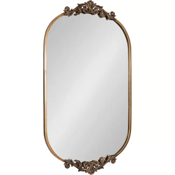 Kate and Laurel Arendahl Traditional Capsule Wall Mirror 24 x 41 Black Vintage Glam BaroqueInspired Round Bathroom Vanity Mirror with Ornate CrownGold
