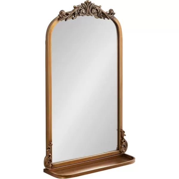 Kate and Laurel Arendahl Traditional Vintage Arch Mirror with Shelf 21 x 32 Gold Baroque Antique Arched Wall Mirror with Functional Shelf and Ornate FrameGold