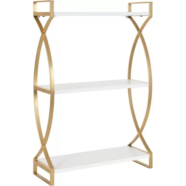 Kate and Laurel Arietta Modern Glam 3Tier Wood and Metal Shelf 18 x 7 x 28 White and Silver Chic Contemporary Storage and DecorWhite