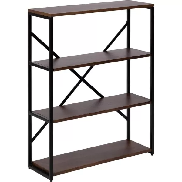 Kate and Laurel Ascott Modern Glam Rectangle Unique Versatile 4Tier Bookshelf for Use as Wall or Floor Shelf Options 24 x 32 White and GoldNaturalBlack