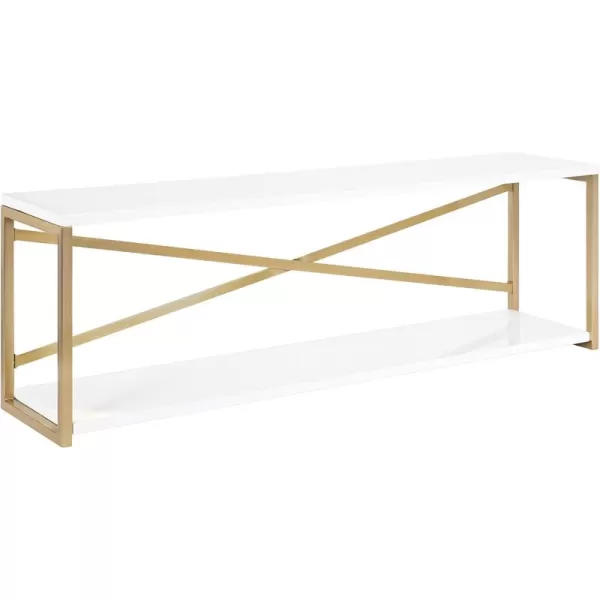 Kate and Laurel Ascott Modern Glam Rectangle Unique Versatile 4Tier Bookshelf for Use as Wall or Floor Shelf Options 24 x 32 White and GoldWhiteGold