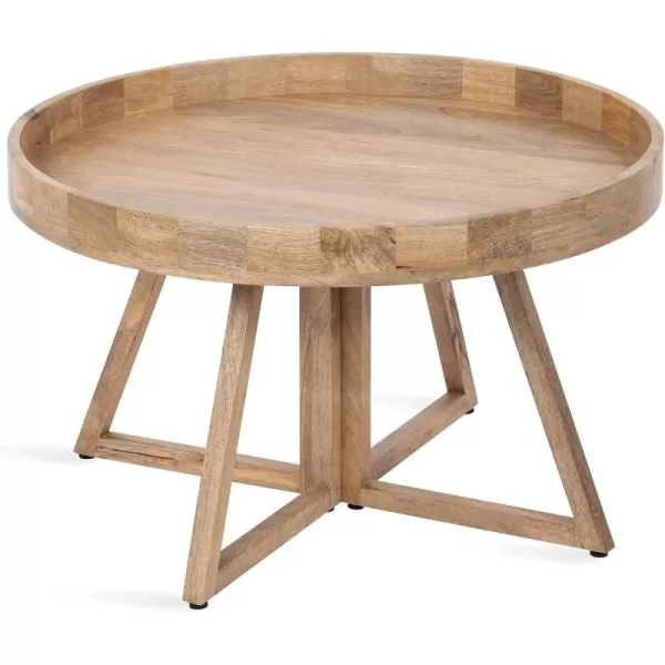 Kate and Laurel Avery Round 30 x 30 x 18 Natural Wood Decorative MidCentury Modern Coffee Table for Storage and Display 30quot DiameterNatural