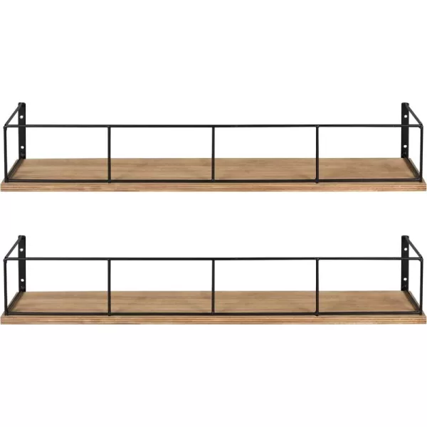 Kate and Laurel Benbrook 24 inch 2Pack Wood and Metal Floating Wall Shelves Rustic Brown and BlackRustic BrownBlack