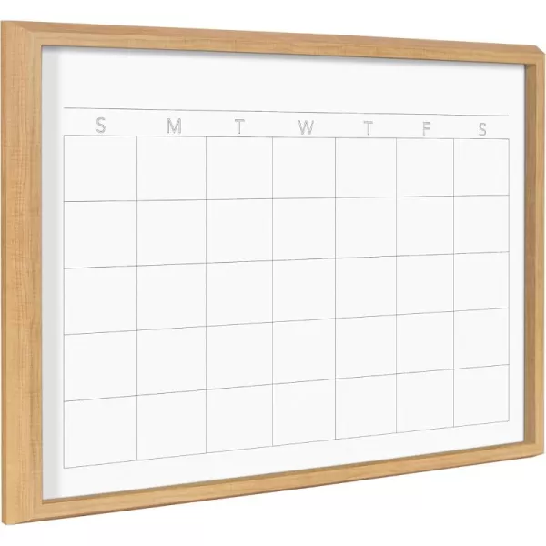 Kate and Laurel Blake Month Framed Printed Glass Dry Erase Board by The Creative Bunch Studio 18x24 Natural Monthly Calendar Printed Glass Wall Organizer