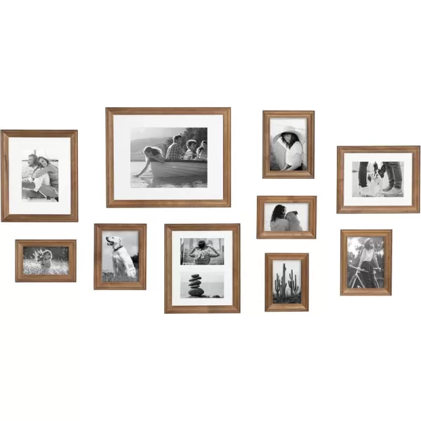 Kate and Laurel Bordeaux Coastal Gallery Wall Kit Set of 10 with Assorted Size Frames in 3 Different Finishes White Blue and GrayNatural