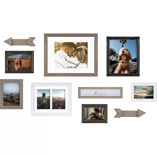 Kate and Laurel Bordeaux Expressions Wall Decor Collection Rustic Gray and White Assorted Size Frames and Decorative Wall AccentsMultiBlack
