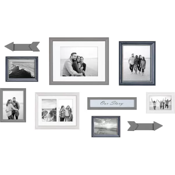 Kate and Laurel Bordeaux Expressions Wall Decor Collection Rustic Gray and White Assorted Size Frames and Decorative Wall AccentsMultiBlue