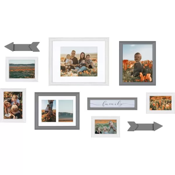 Kate and Laurel Bordeaux Expressions Wall Decor Collection Rustic Gray and White Assorted Size Frames and Decorative Wall AccentsWhite