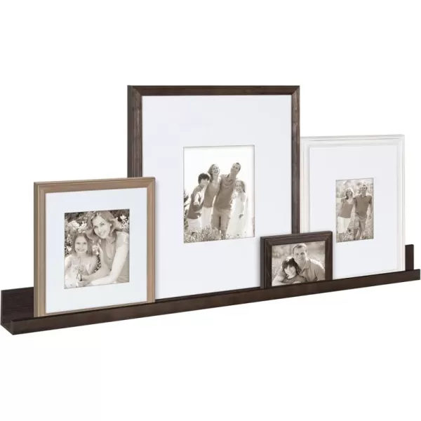 Kate and Laurel Bordeaux Gallery Floating Shelf and Wall Frame Kit Set of 5 Multiple Finishes Assorted Size Wooden Frames and Display ShelfMultiGray