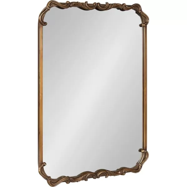 Kate and Laurel Brazelton Rounded Rectangle Ornate Traditional Mirror 20 x 27 Gold Ornamental Round Rectangular Classic Framed Wall MirrorGold