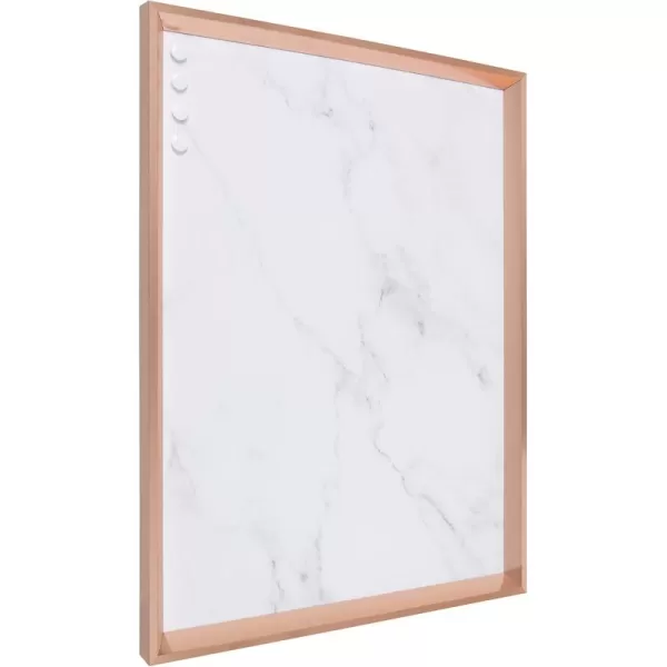 Kate and Laurel Calter Framed Decorative Magnetic Bulletin Board with Classic Glam Cararra Marble Design 215x275 GoldRose GoldMarble